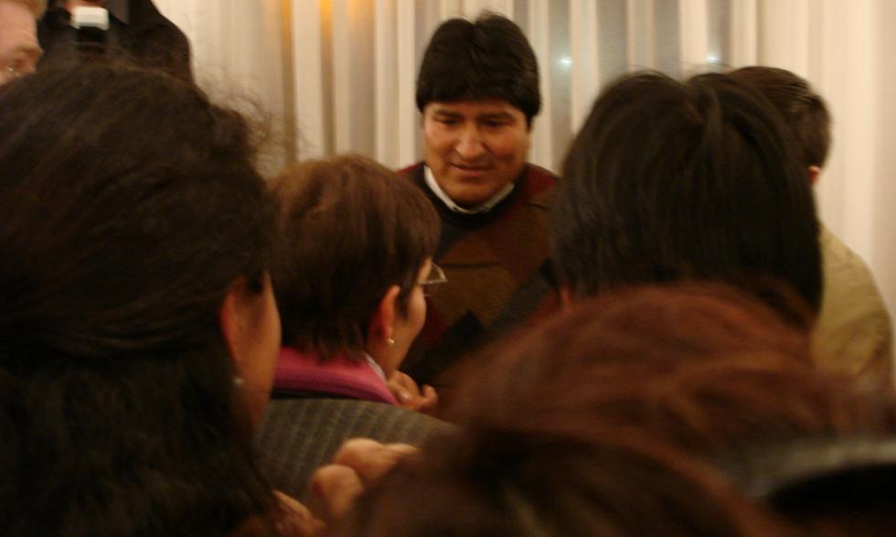 evo Morales in NL, foto door Ridzert Beetstra